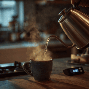 Hot water being poured at 165°F to prepare Japanese Mounjaro Recipe