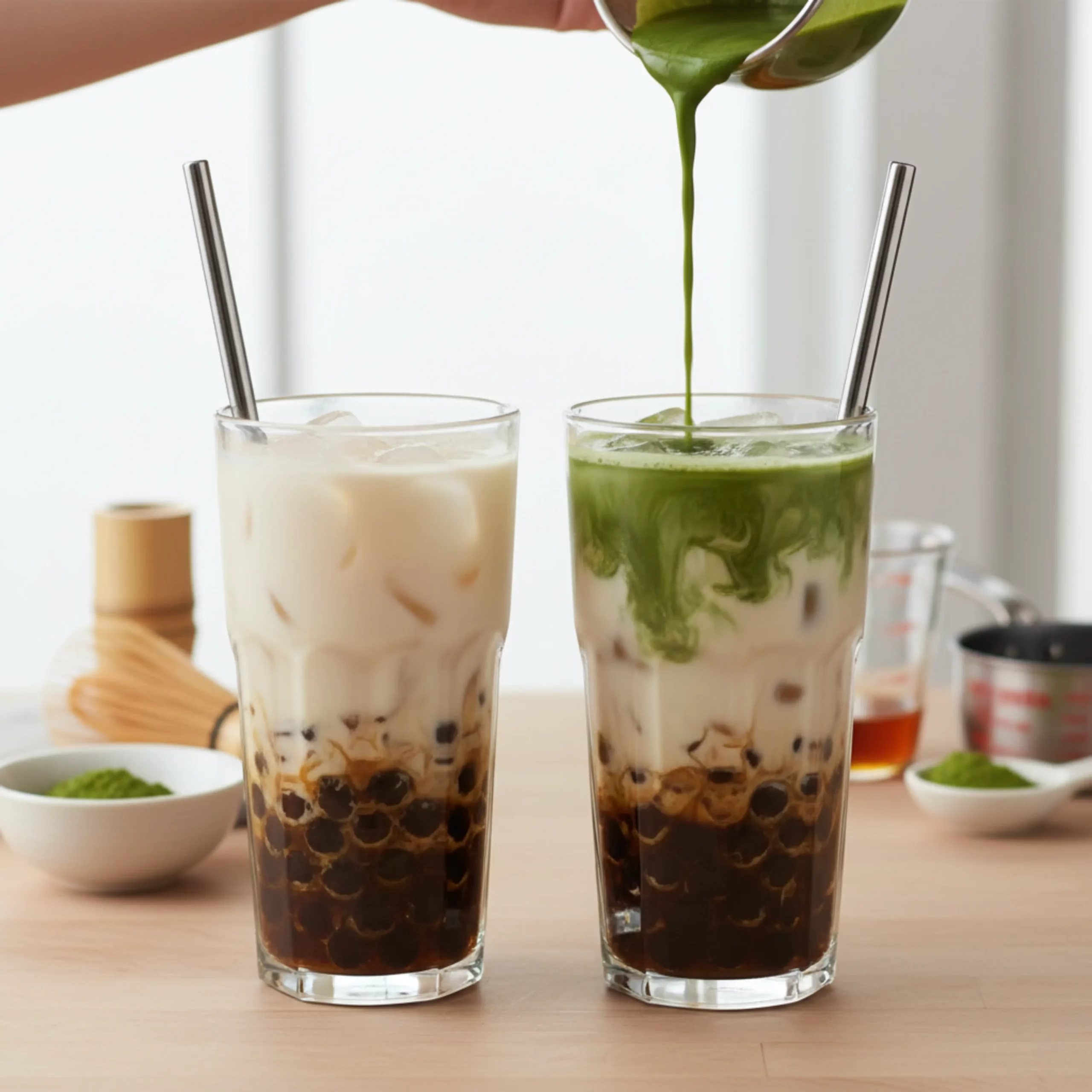 Homemade Matcha Boba Tea