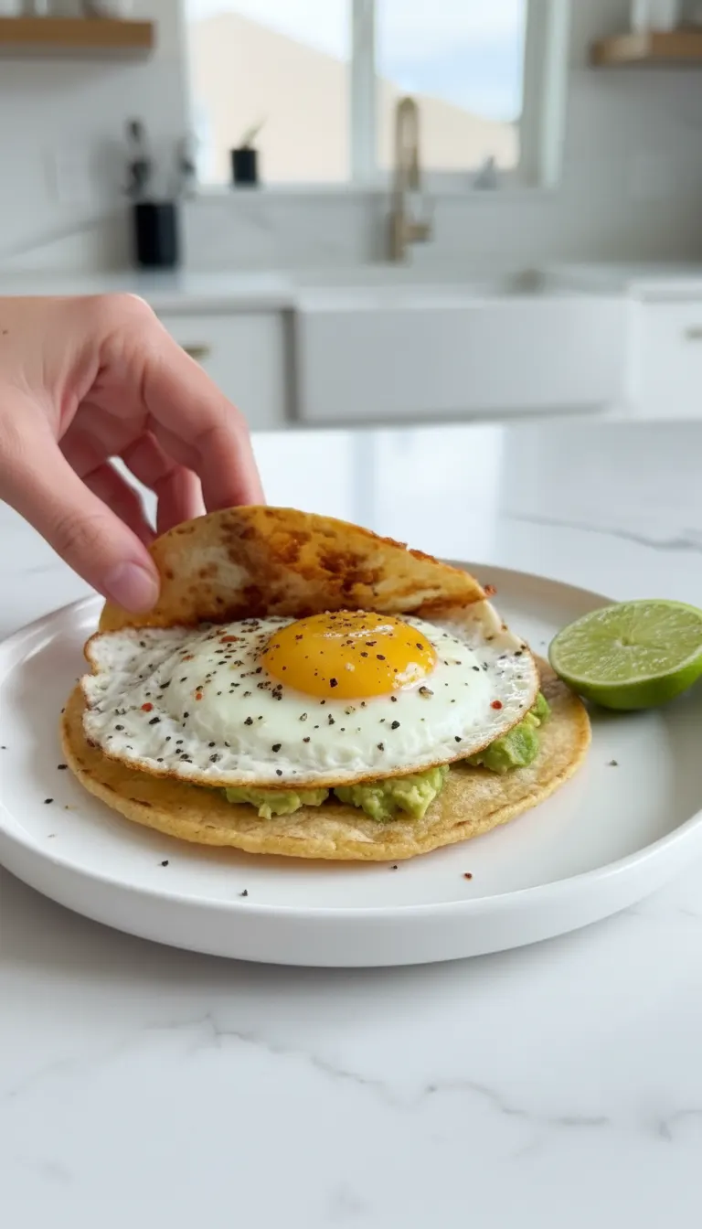 Delicious Feta Fried Eggs Recipe on Tortilla with Avocado