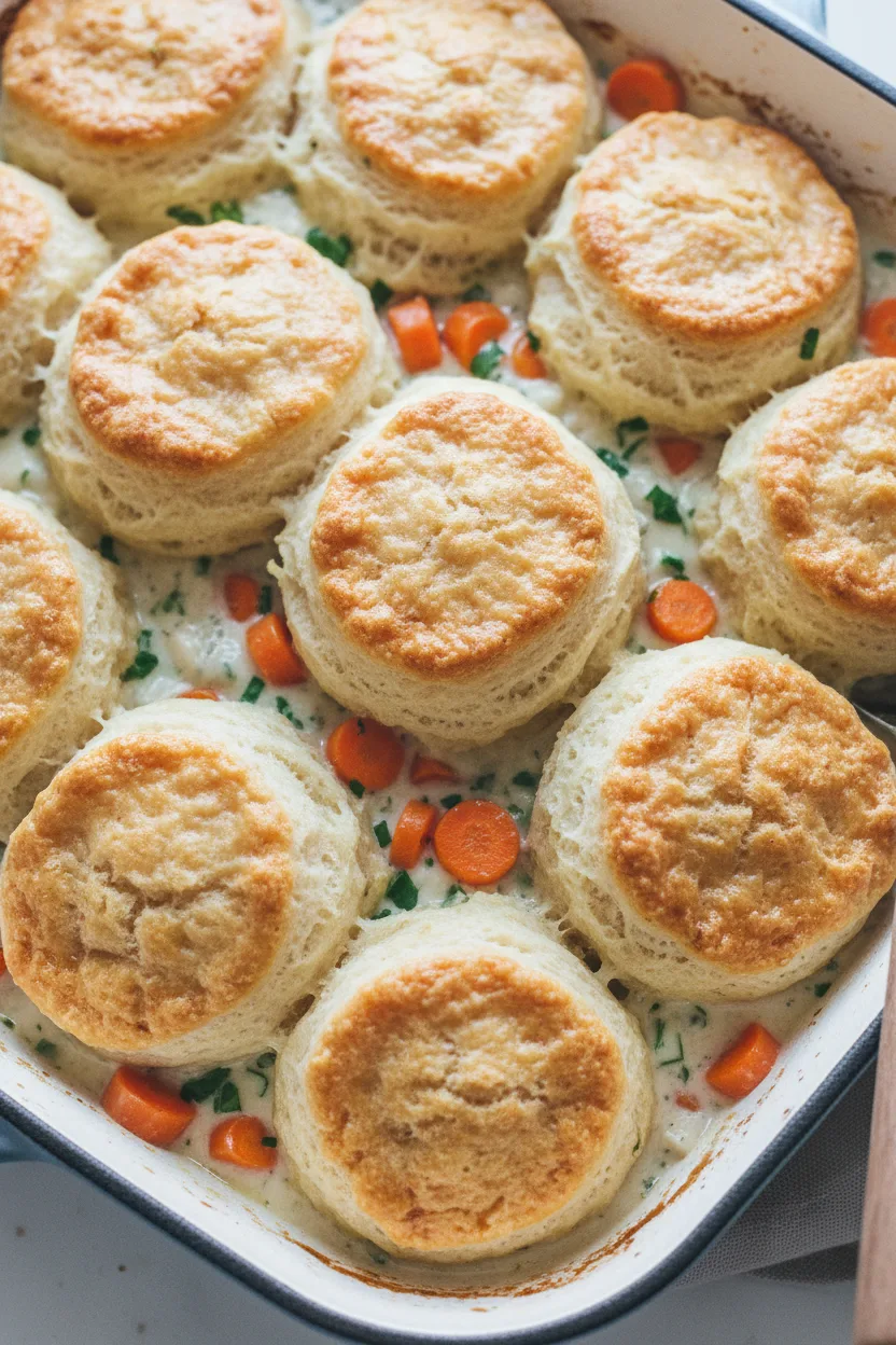 Homemade Chicken Pot Pie with Flaky Biscuits