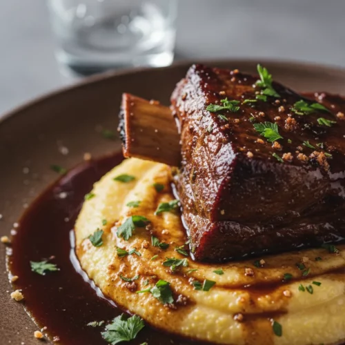 Lobster Mac and Cheese: A creamy and decadent dish featuring succulent lobster pieces mixed into cheesy macaroni, presented in a rustic baking dish.