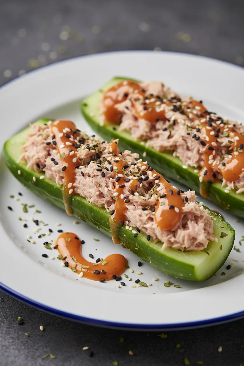 Fresh and Delicious Tuna Cucumber Boats