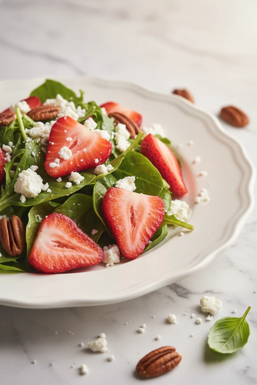 Fresh Spring Mix Salad with Strawberries, Pecans, and Feta
