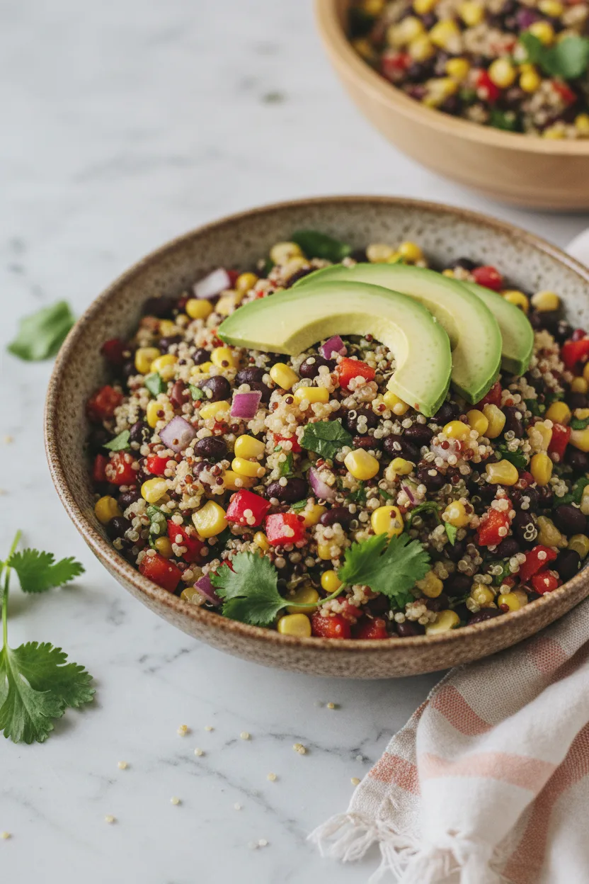 Healthy & Delicious Quinoa Black Bean Salad with Fresh Avocado