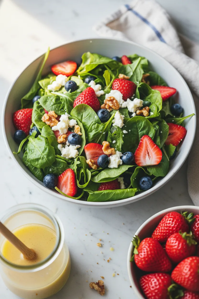 Fresh Summer Berry Salad with Goat Cheese and Candied Walnuts